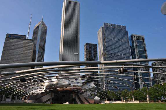 Espaço para apresentações, no parque Millenium, em Chicago, Illinois, nos Estados Unidos